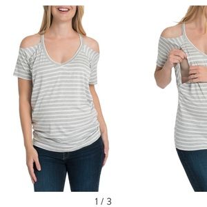 Bun maternity cold shoulder nursing tee